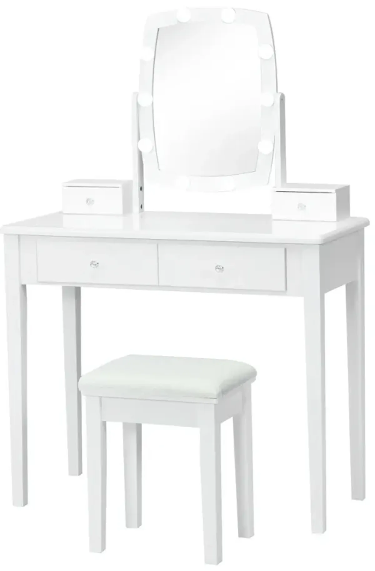 Vanity Table Set with Lighted Mirror for Bedroom and Dressing Room