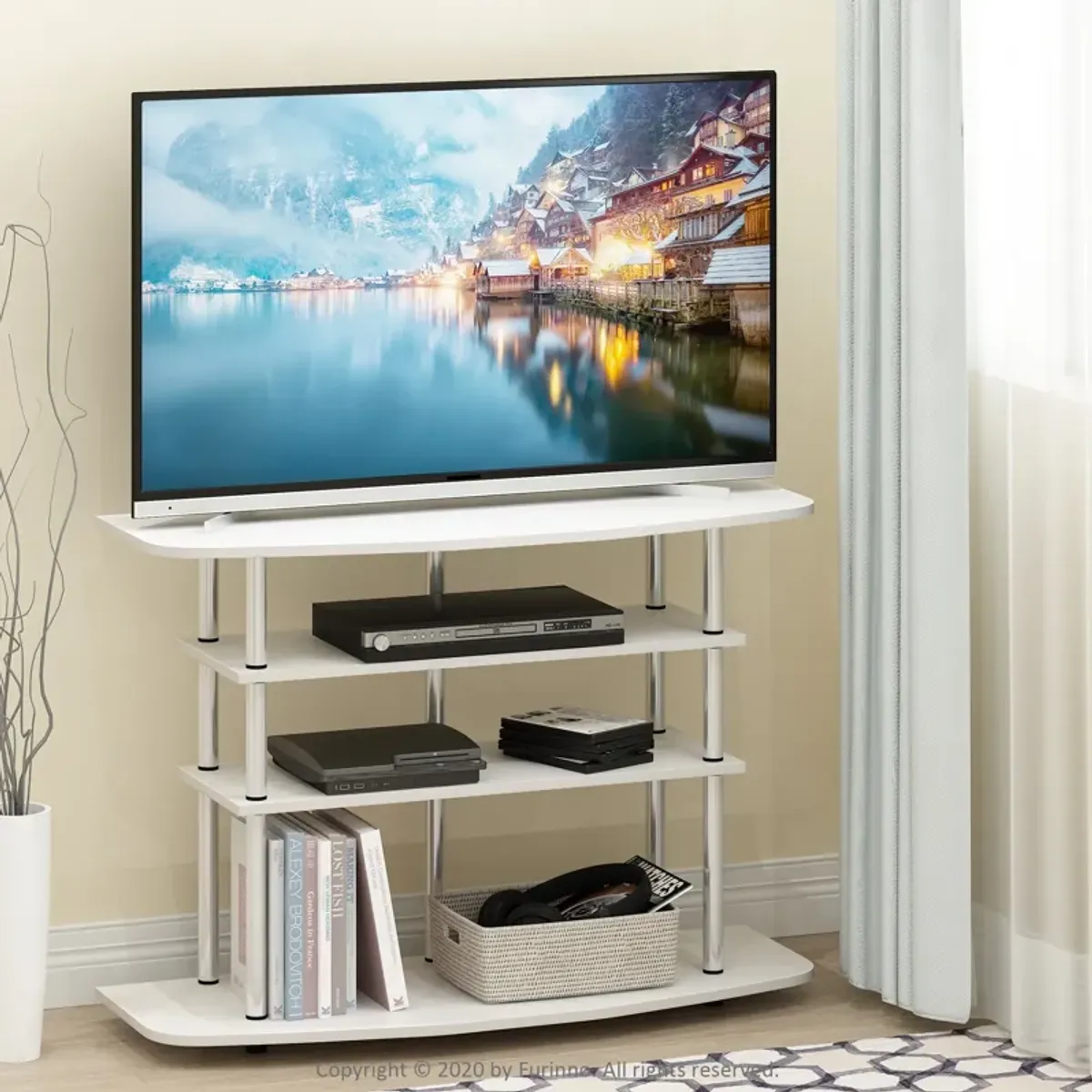 Furinno Furinno Frans Turn-N-Tube 4-Tier TV Stand for TV up to 46, White Oak