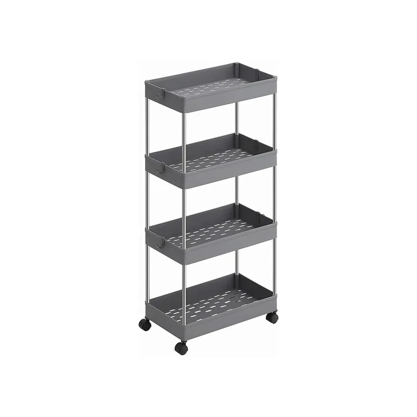 Slim 4-Tier Slide-Out Storage Cart on Wheels - Compact Rolling Organizer