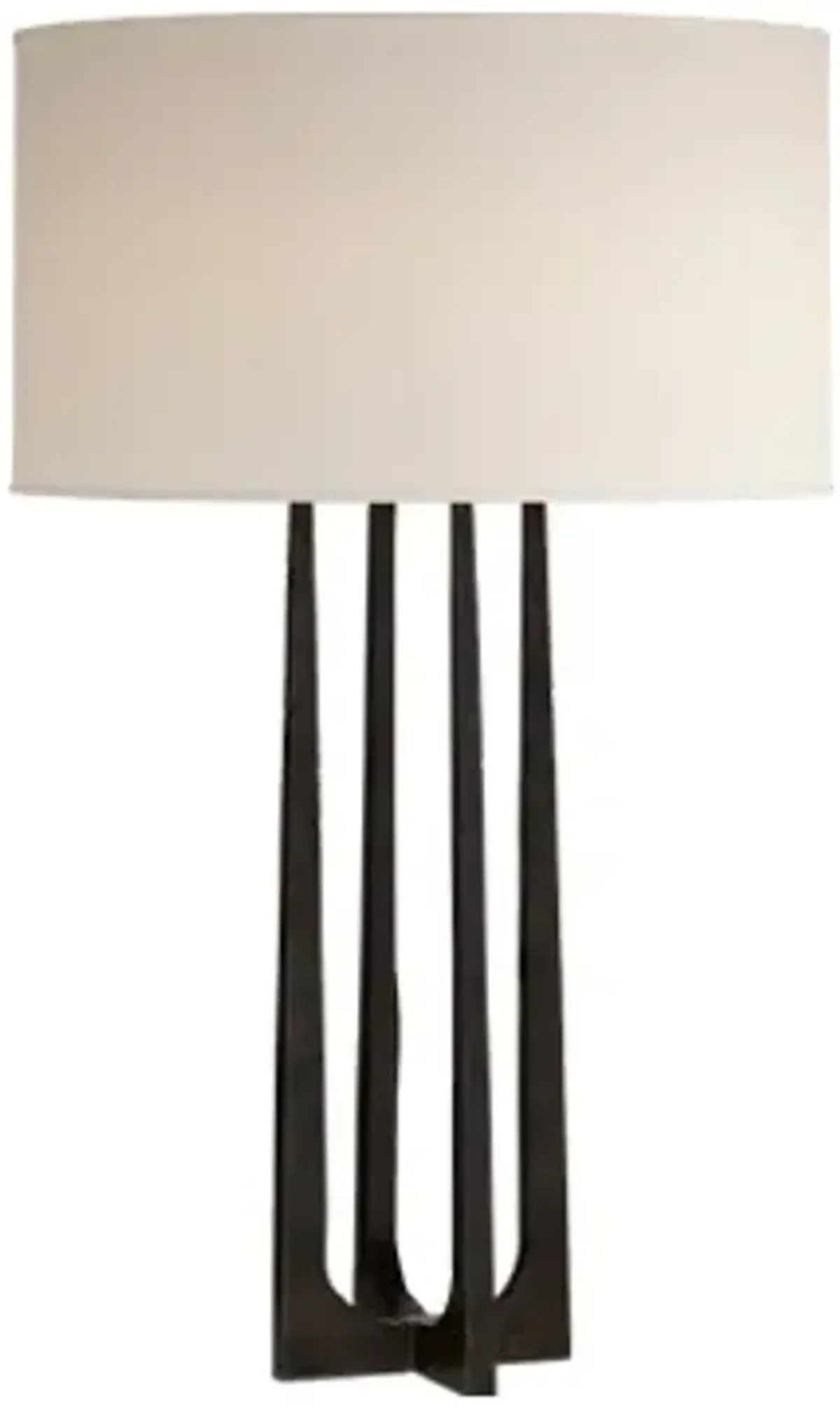 Scala Hand-Forged Table Lamp in Aged Iron with Natural Percale Shade