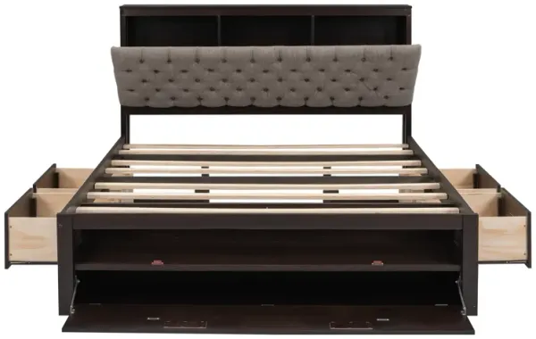 Merax Platform Bed with Storage Headboard