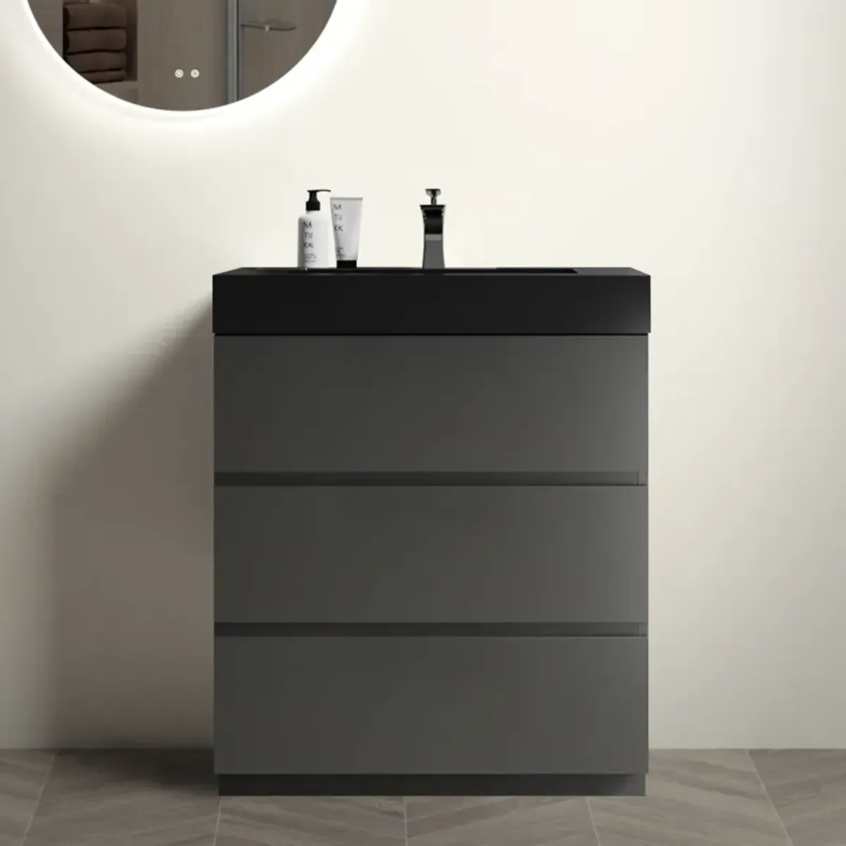 Alice 30" Gray Bathroom Vanity with Sink and Storage