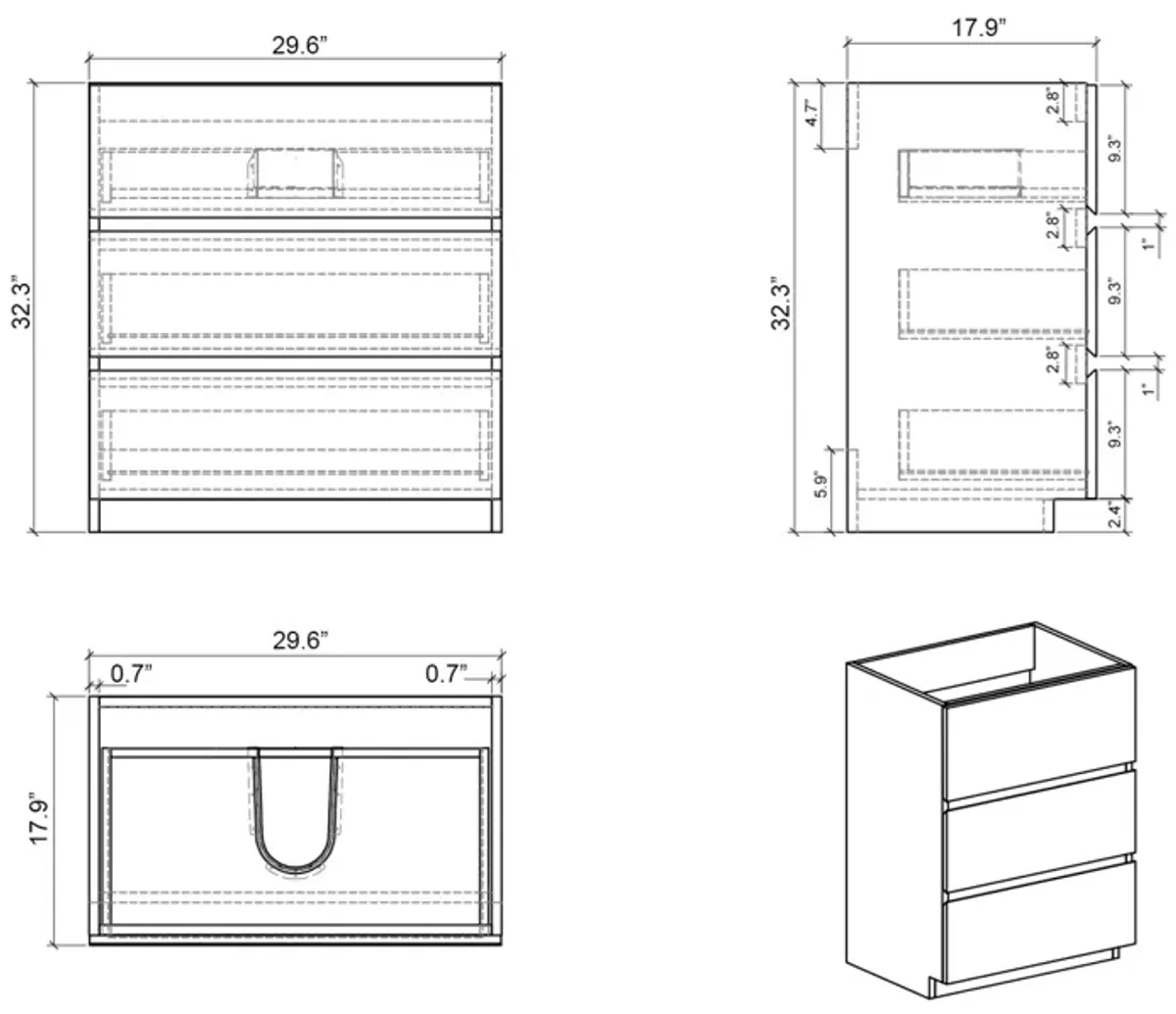 Alice 30" Gray Bathroom Vanity with Sink and Storage