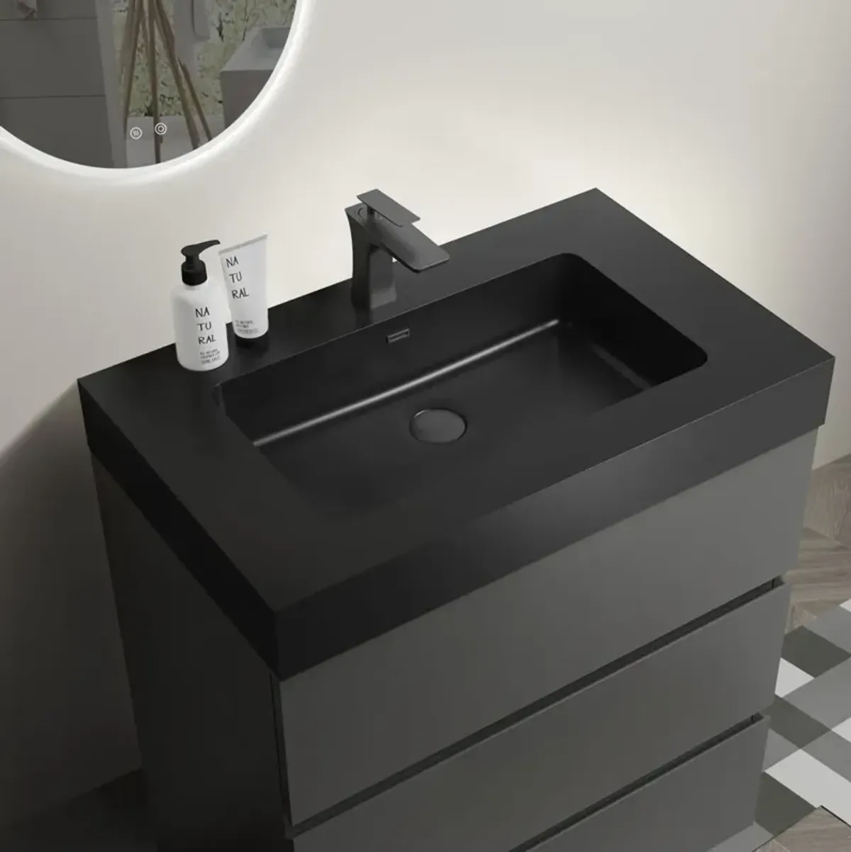 Alice 30" Gray Bathroom Vanity with Sink and Storage