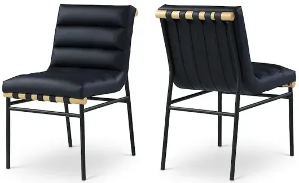 Meridian Furniture Burke Black Vegan Leather Dining Chair, Set of 2