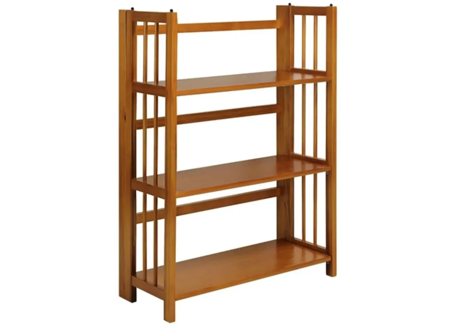 3 Shelf Folding Storage Shelves Bookcase in Honey Oak Finish