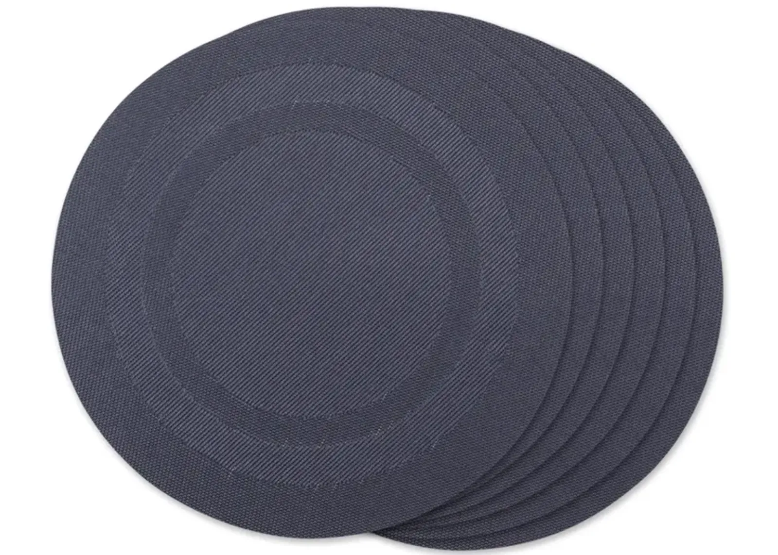 Set of 6 Blue Geometric Double Frame Round Outdoor Placemats 13.75"