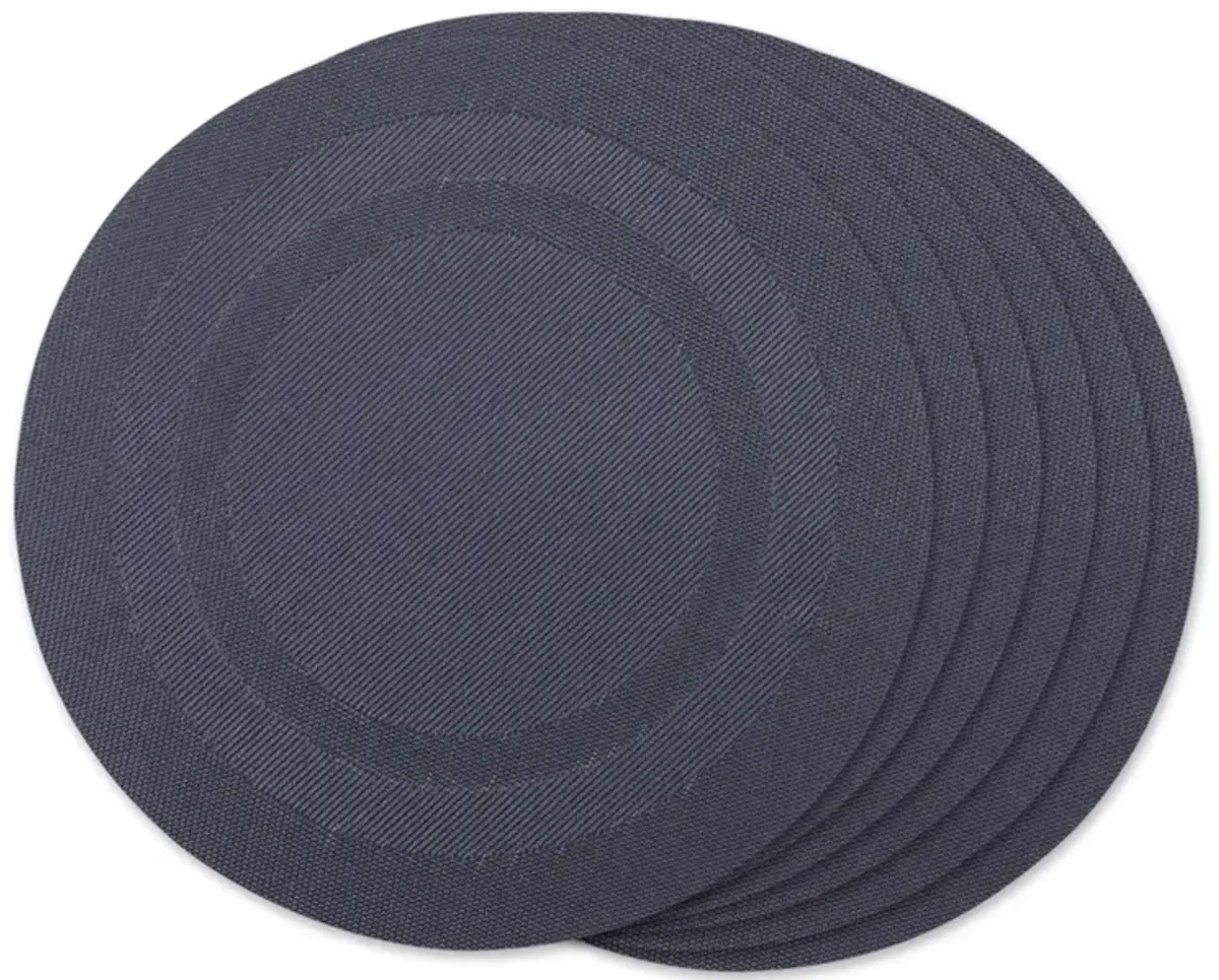 Set of 6 Blue Geometric Double Frame Round Outdoor Placemats 13.75"