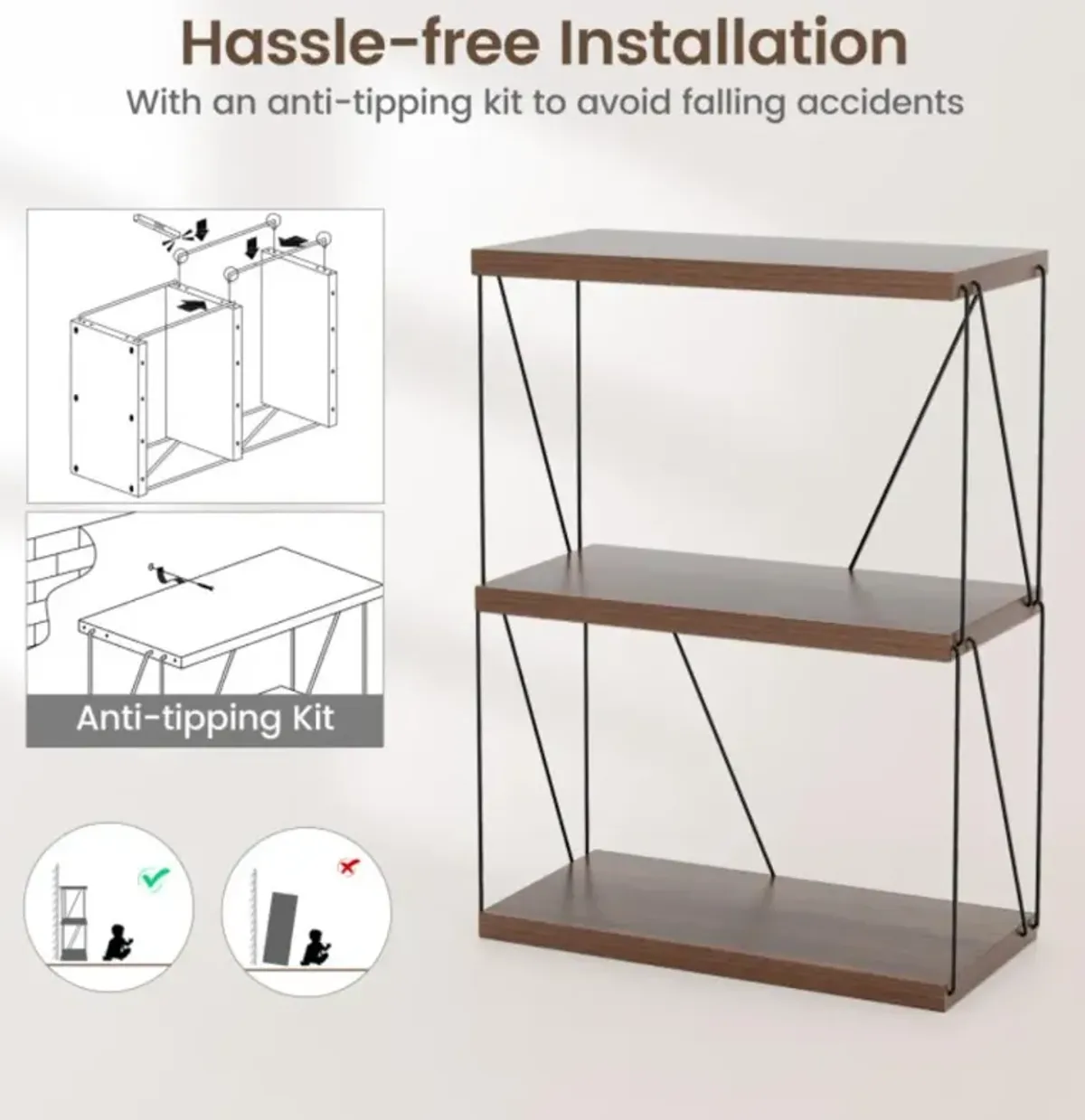 Hivvago 2/3/4/5-Tier Multipurpose Display Rack with Metal Frame