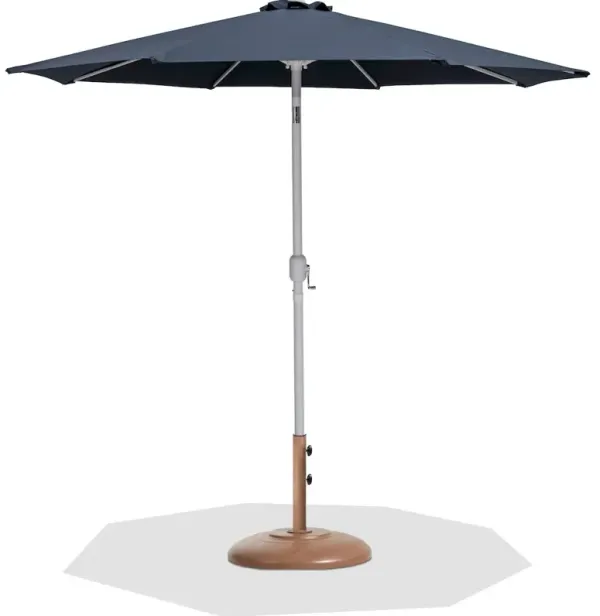 Meridian Furniture Fiji Grey Fabric / Teak Aluminum Patio Umbrella with Base Sets