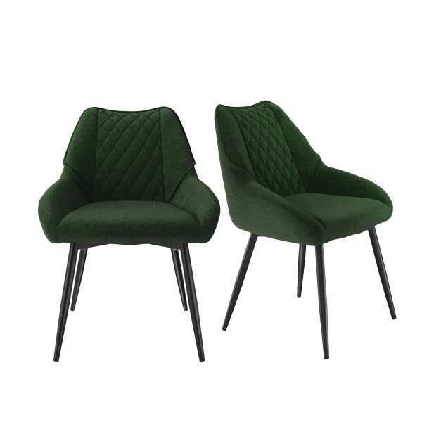 Fabric Diamond Shaped Soft Dining Chair with Metal Legs, Suitable for Kitchen, Dining Room, Bedroom, Living Room, Office Area, Entertainment Area,Set of 2