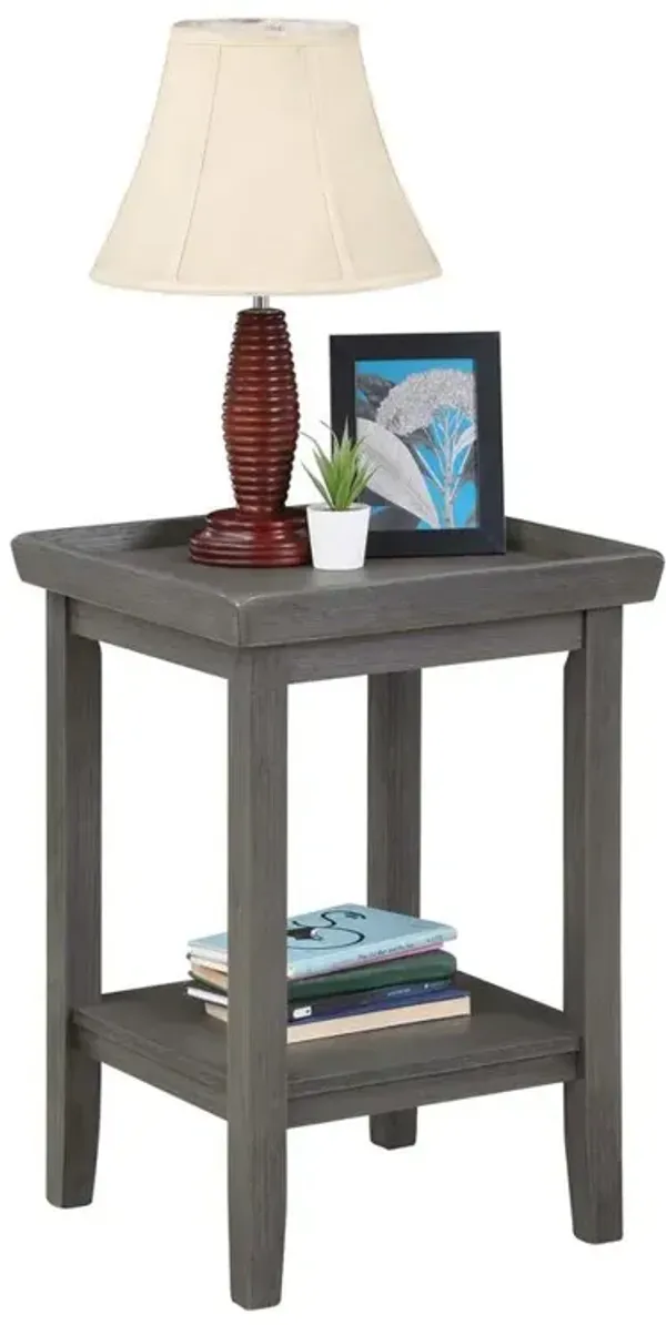 Convenience Concepts Ledgewood End Table with Shelf, Wirebrush Dark Gray