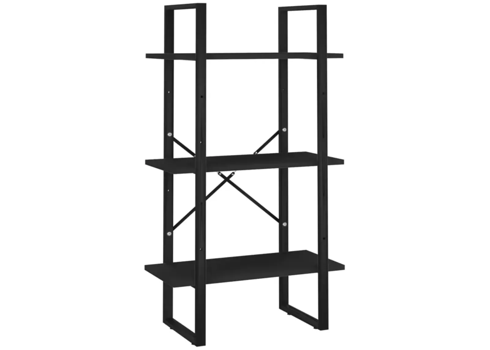 vidaXL Engineered Wood Storage Shelf - Metal and Wood Freestanding Bookshelf/Display Stand - Spacious Shelving Unit for Home, Office, Workshop - Sturdy Black Storage Rack