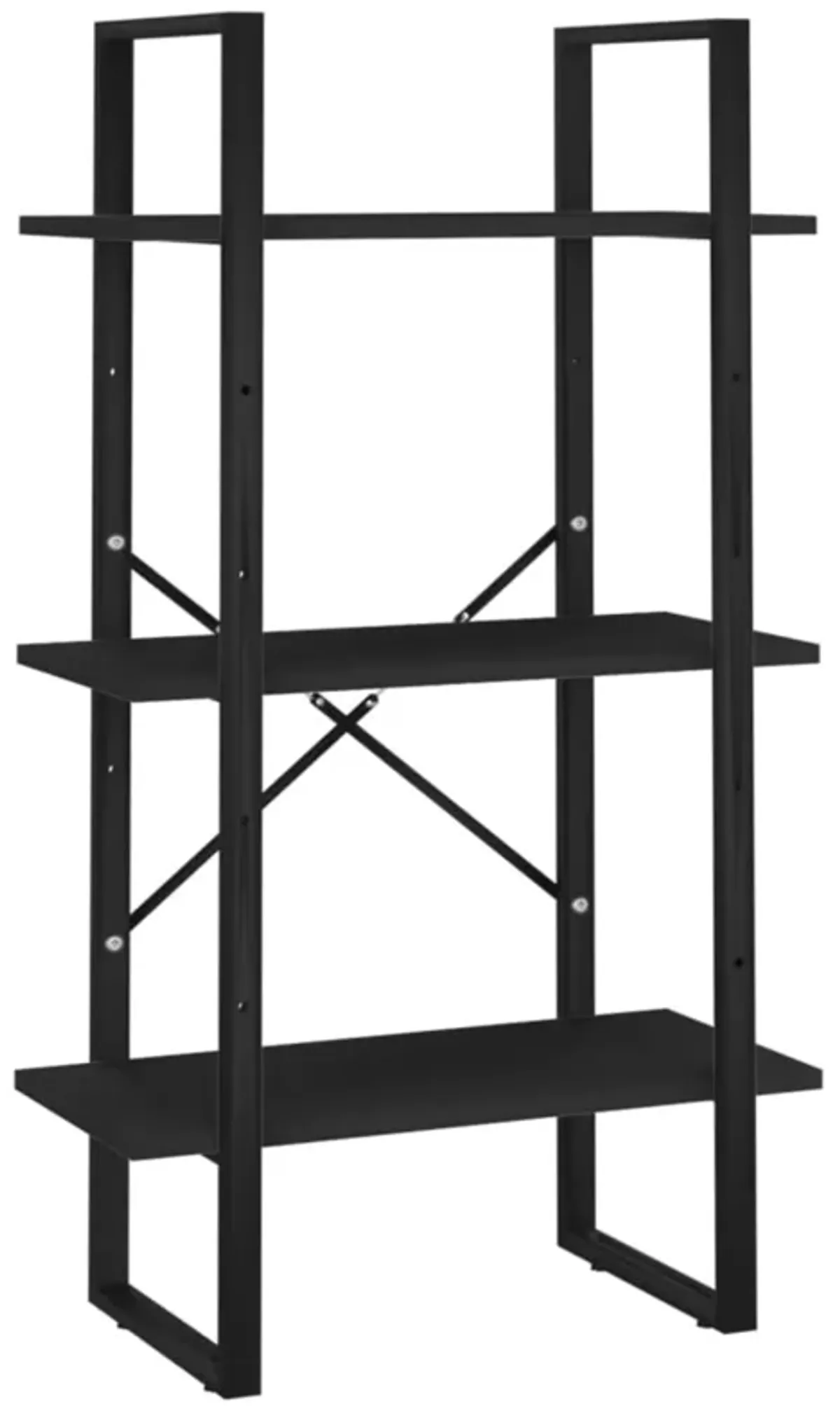 vidaXL Engineered Wood Storage Shelf - Metal and Wood Freestanding Bookshelf/Display Stand - Spacious Shelving Unit for Home, Office, Workshop - Sturdy Black Storage Rack