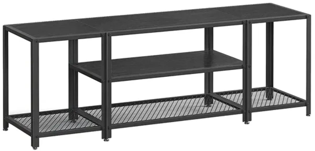 TV Stand for TVs Up to 65'' Black with Wood Grain