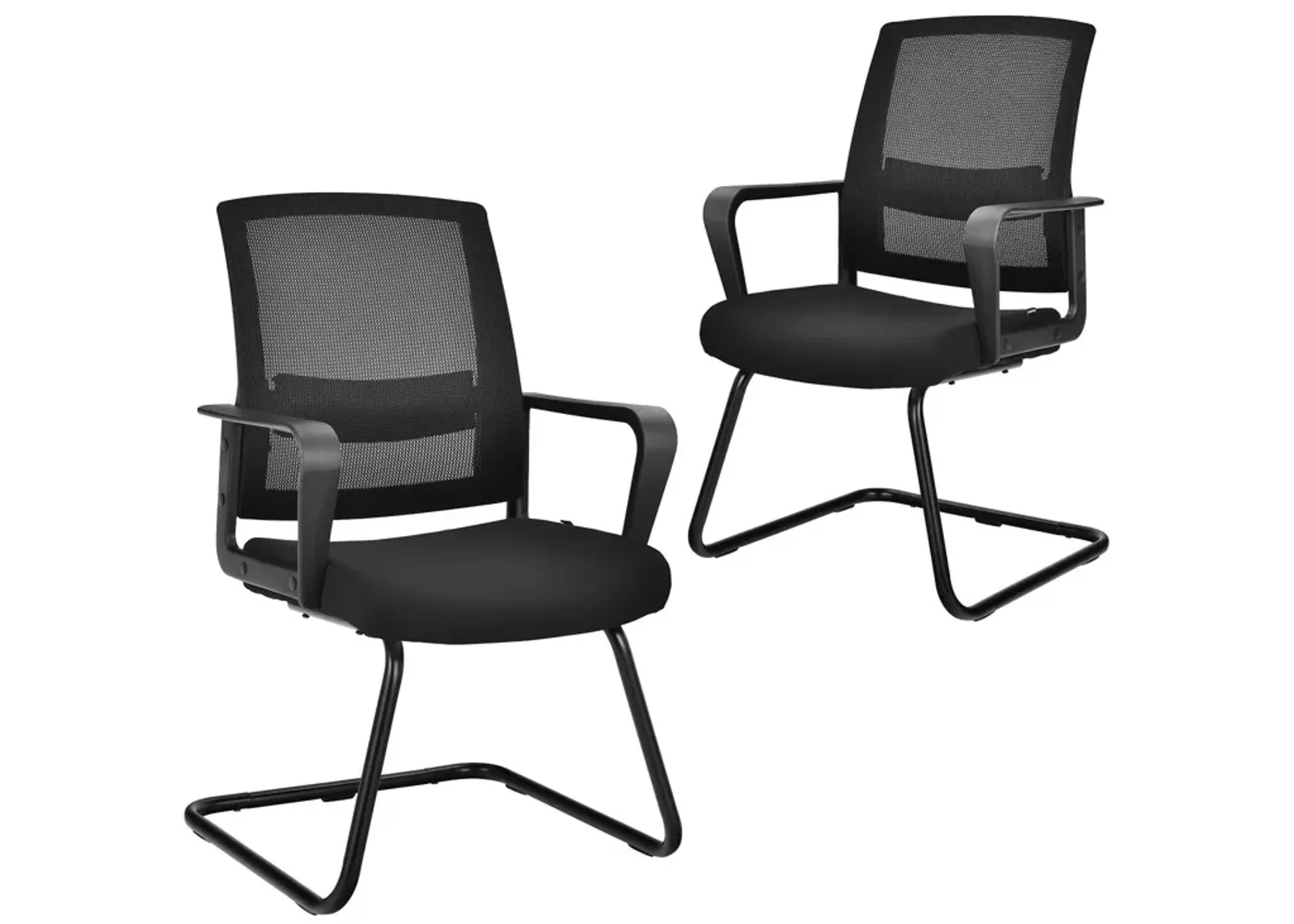 Set of 2 Conference Chairs with Lumbar Support-Black