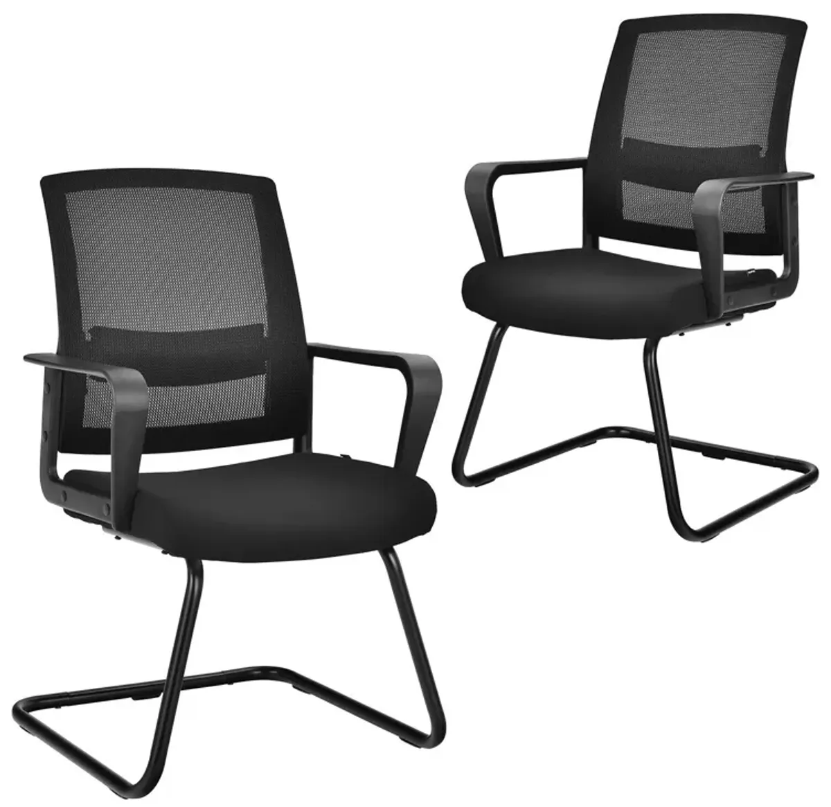 Set of 2 Conference Chairs with Lumbar Support-Black