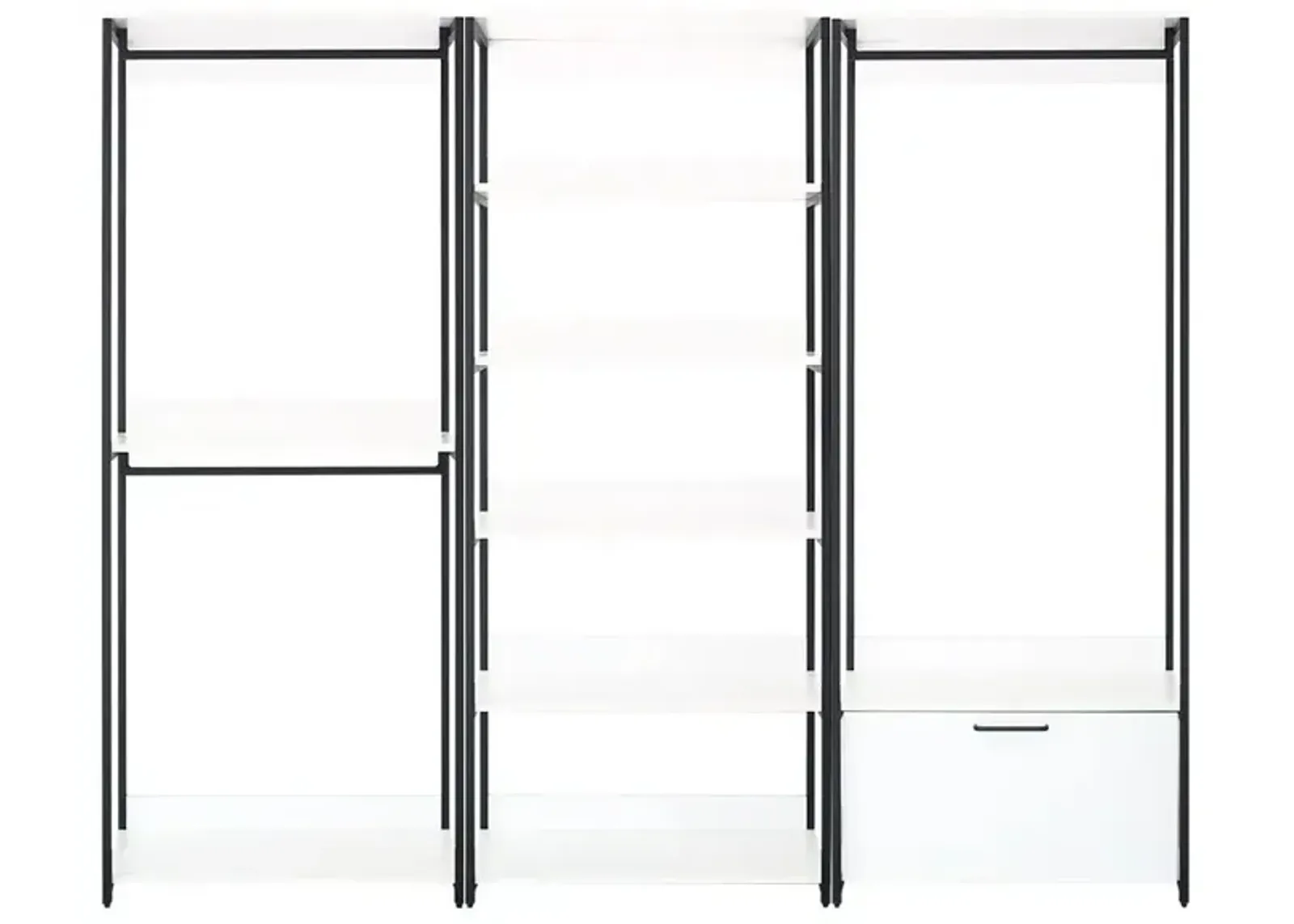 FC Design Klair Living White Freestanding Walk in Wood Closet System with Metal Frame