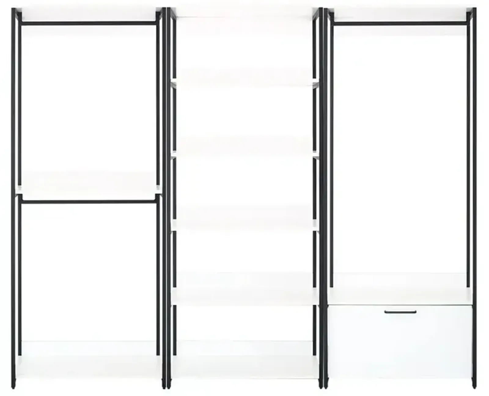 FC Design Klair Living White Freestanding Walk in Wood Closet System with Metal Frame