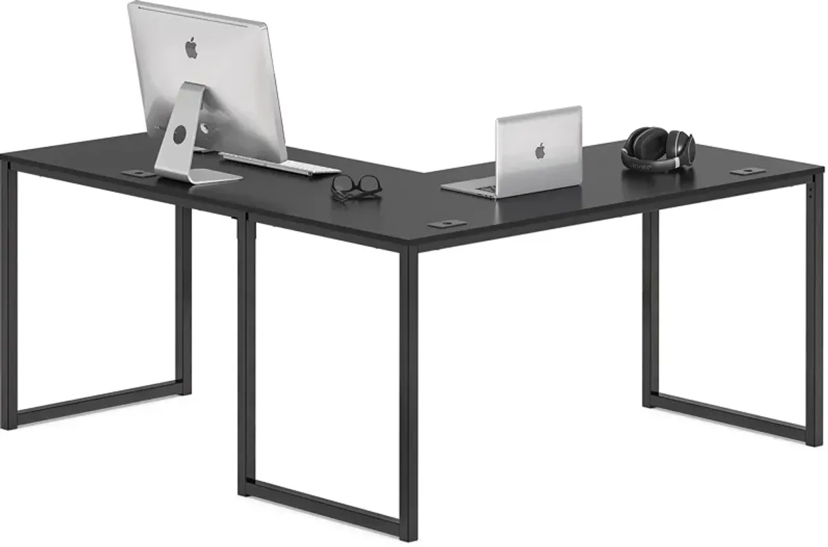 SHW Home Office 55x60 Large L Shaped Corner Desk, Black