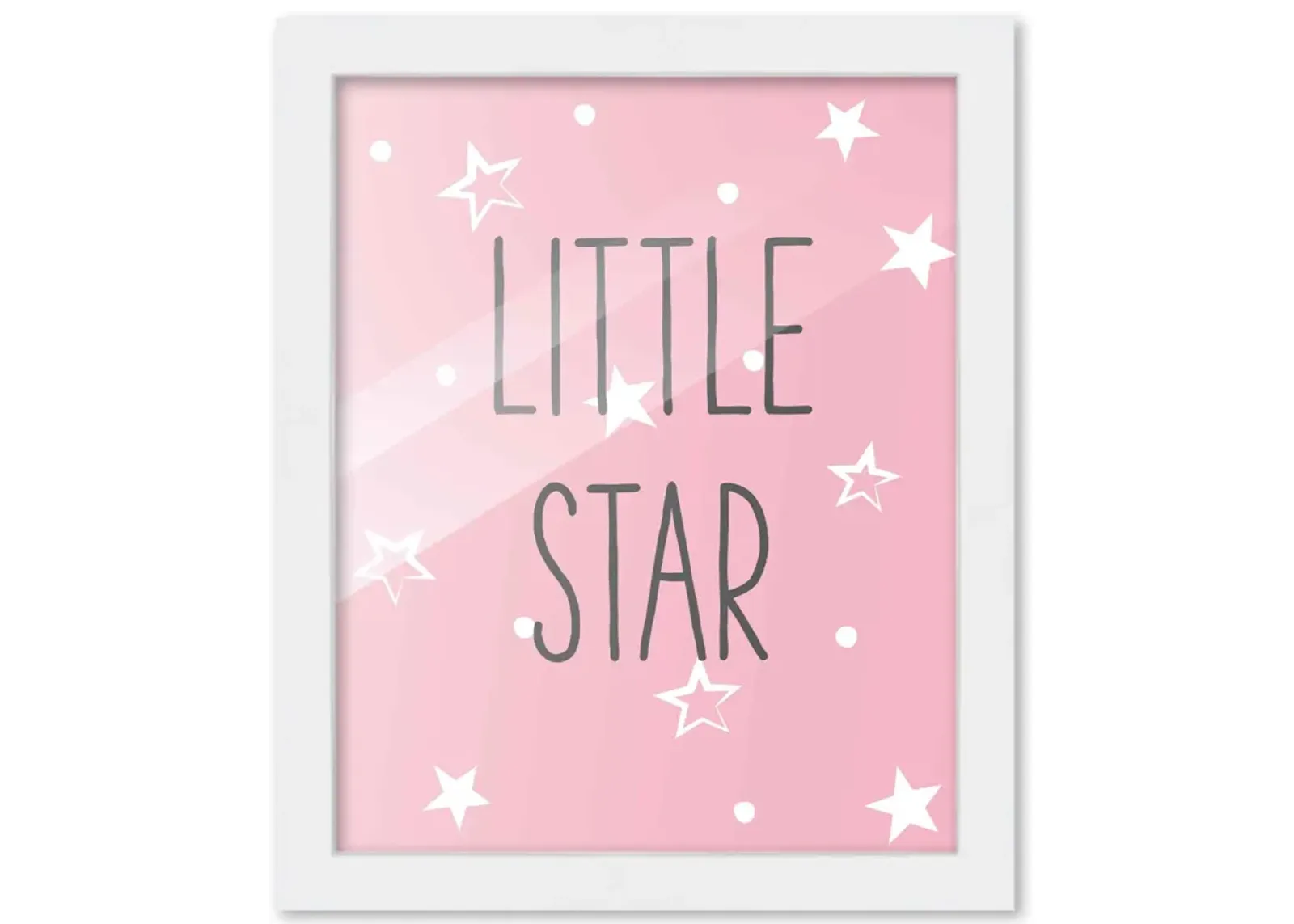 8x10 Framed Nursery Wall Adventure Girl Little Star Poster in White Wood Frame For Kid Bedroom or Playroom