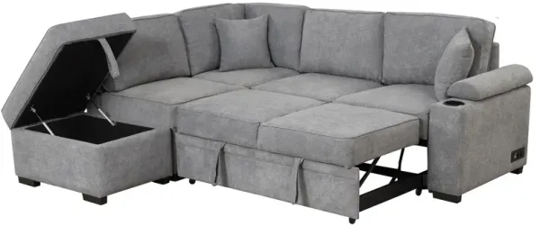 87.4" Sleeper Sofa Bed, 2 in 1 Pull Out sofa bed L SHAPED Couch with Storage Ottoman for Living Room, Bedroom Couch and Small Apartment