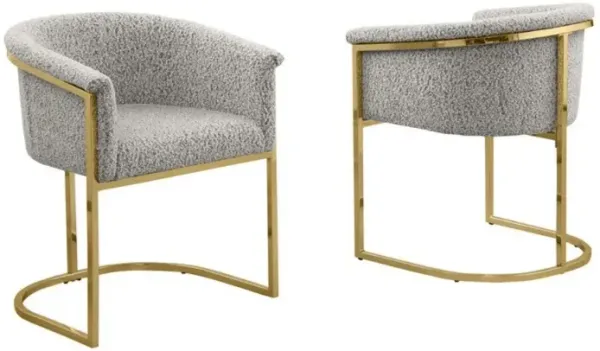 Best Quality Furniture Best Quality Teddy Boucle In Rich Gray Side Chair - Set Of 2