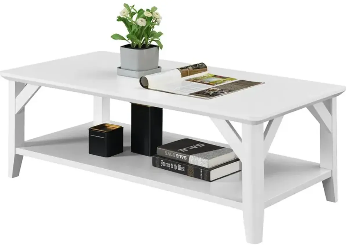 Convenience Concepts Winston Coffee Table with Shelf, White