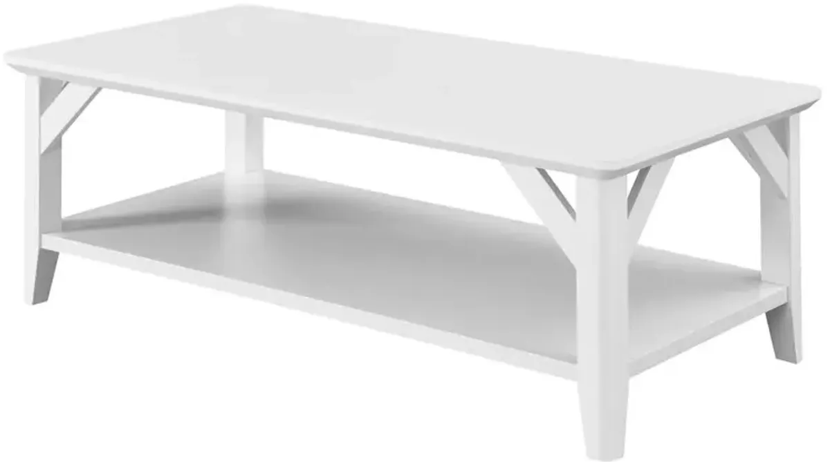 Convenience Concepts Winston Coffee Table with Shelf, White