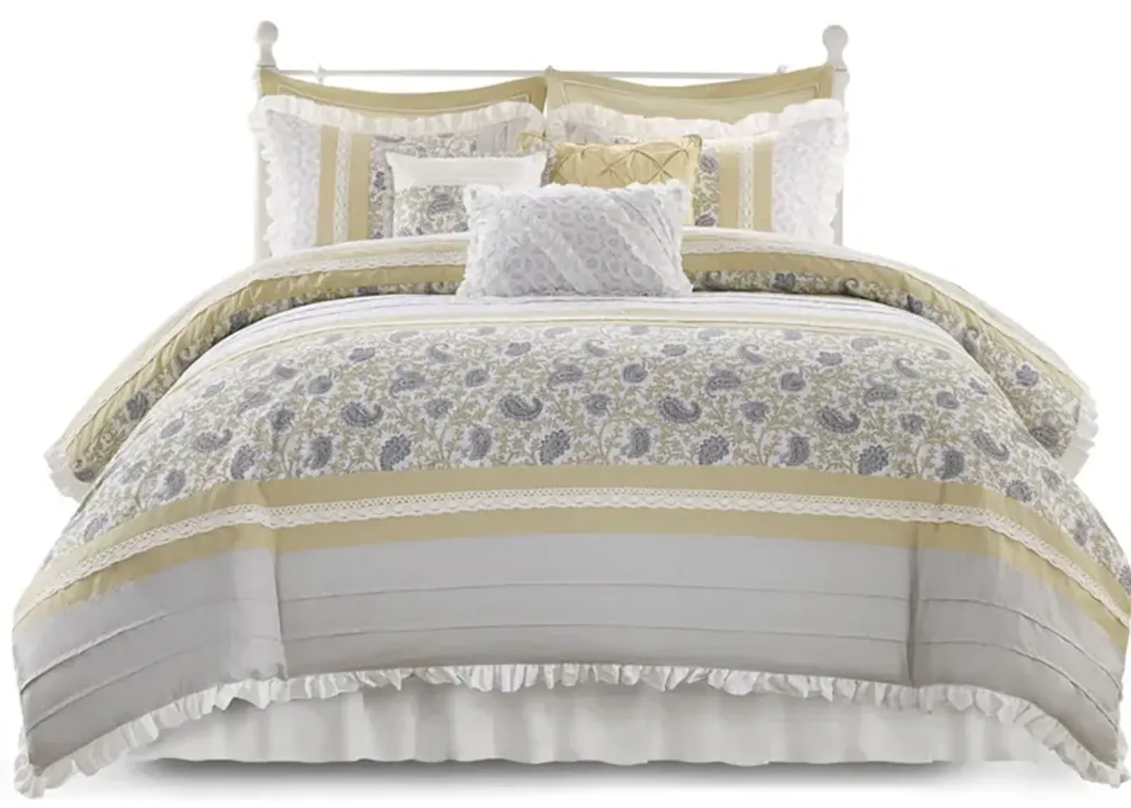 Gracie Mills Singleton 9-Piece Cotton Percale Comforter Set with Paisley Print