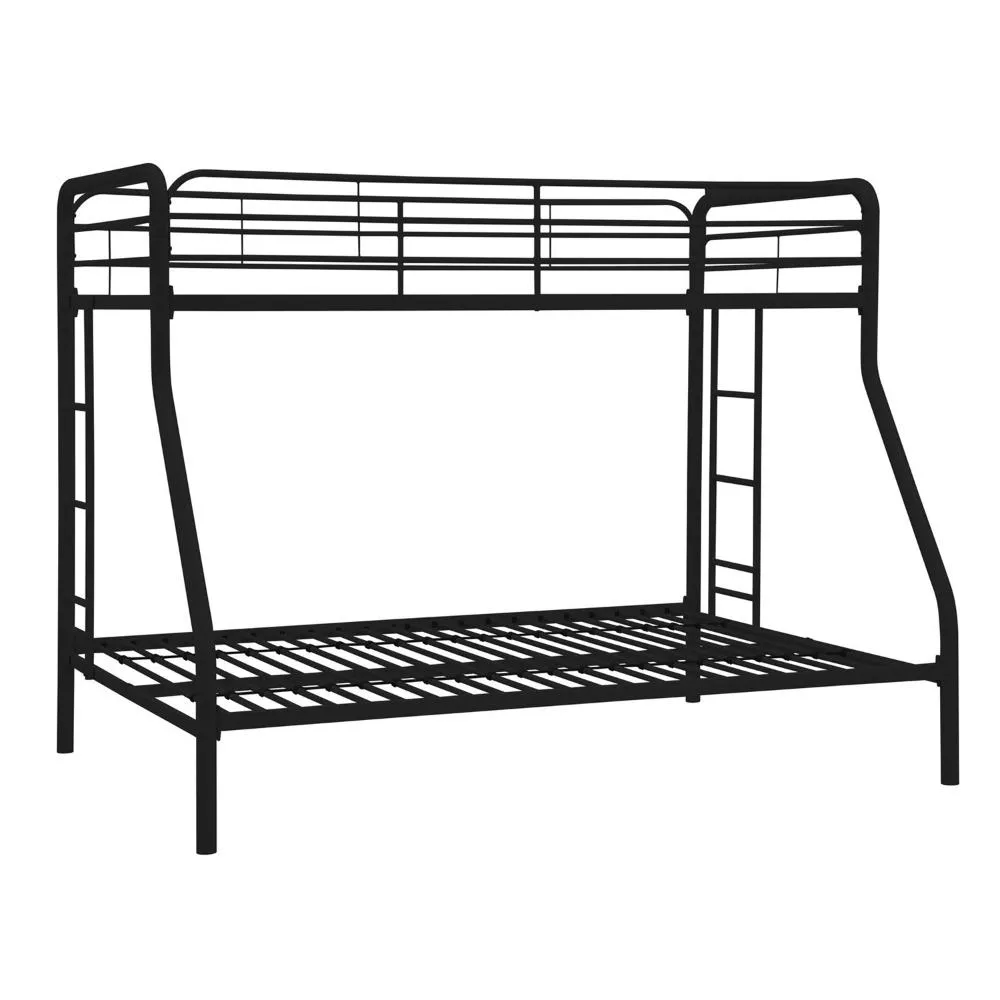 Twin over Full size Bunk Bed in Sturdy Black Metal