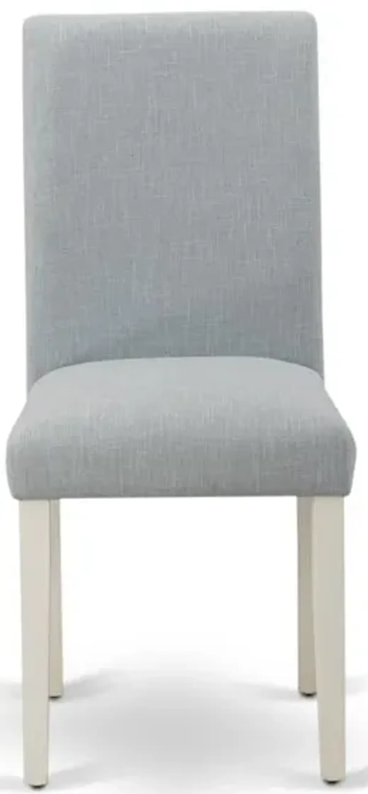 Set of 2 - Wood Chairs- Modern Chairs Includes Wirebrushed Linen White Wood Structure with Baby Blue Linen Fabric Seat and Simple Back