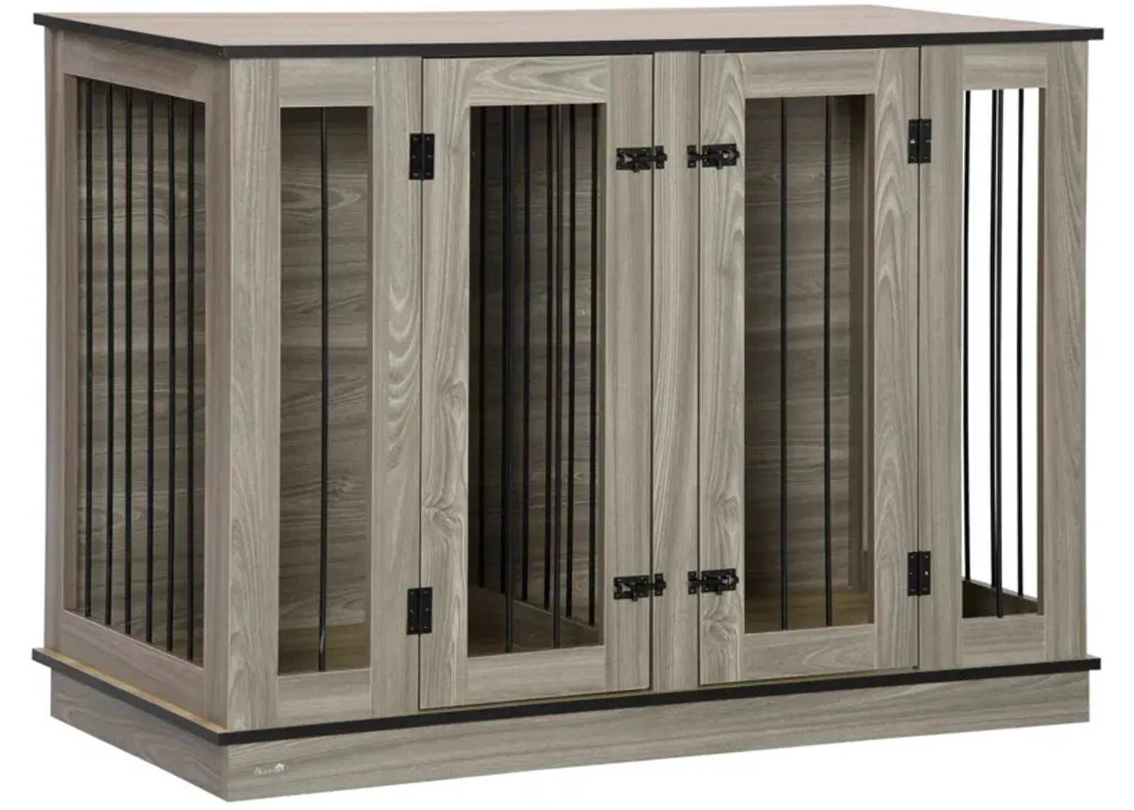 Dark Walnut Pet Crate: Furniture Style Dog House with Double Doors