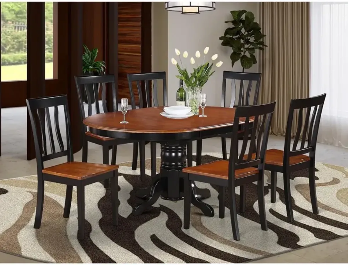 East West Furniture 7  Pc  Dining  room  set-Oval  Table  with  Leaf  and  6  Dining  Chairs