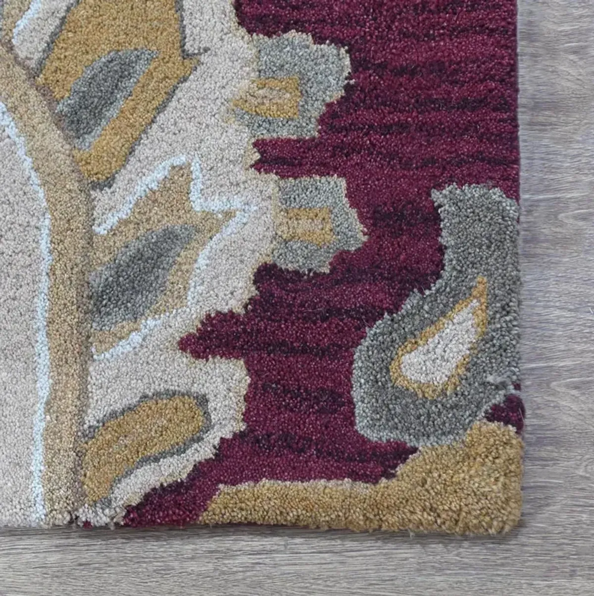 RUGSOTIC CARPETS HAND TUFTED WOOL ECO-FRIENDLY AREA RUGS  - 6'x6', Square Shape, Dark & Red, Floral Modern Design, High Pile Thick Handmade Anti Skid Area Rugs for Living Room, Bed Room (K00151)