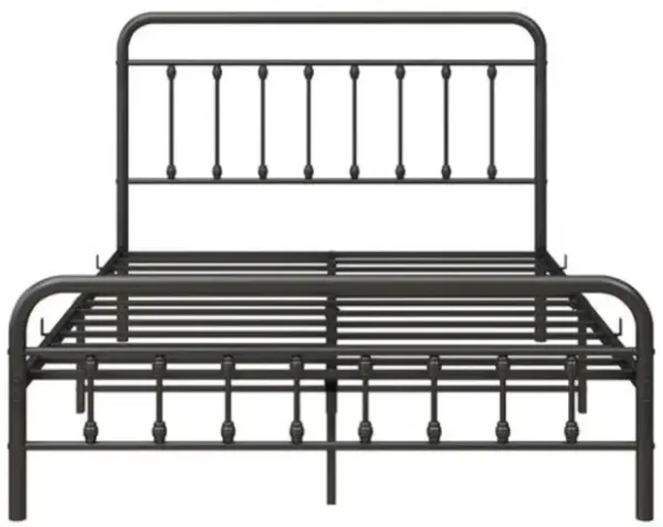 Heavy-Duty Metal Platform Bed with Headboard and Strong Slat Base