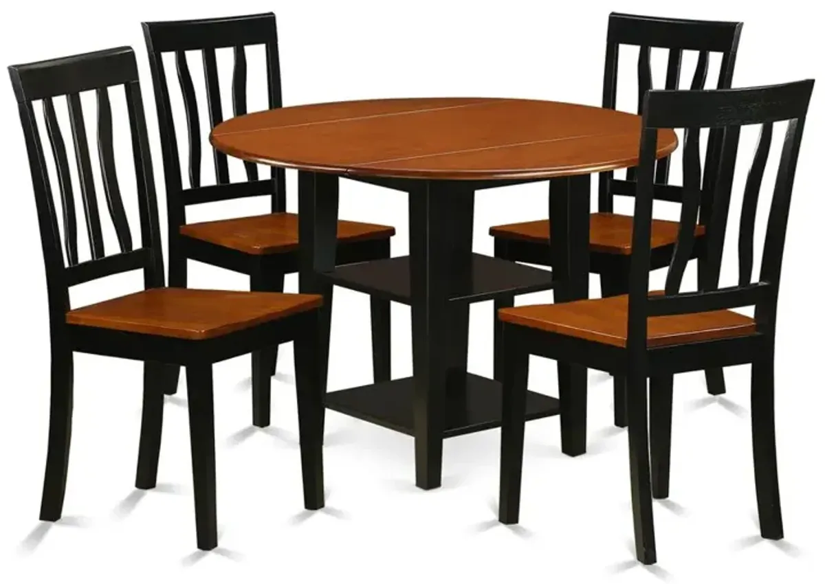 Dining Room Set Black & Cherry, SUAN5-BCH-W