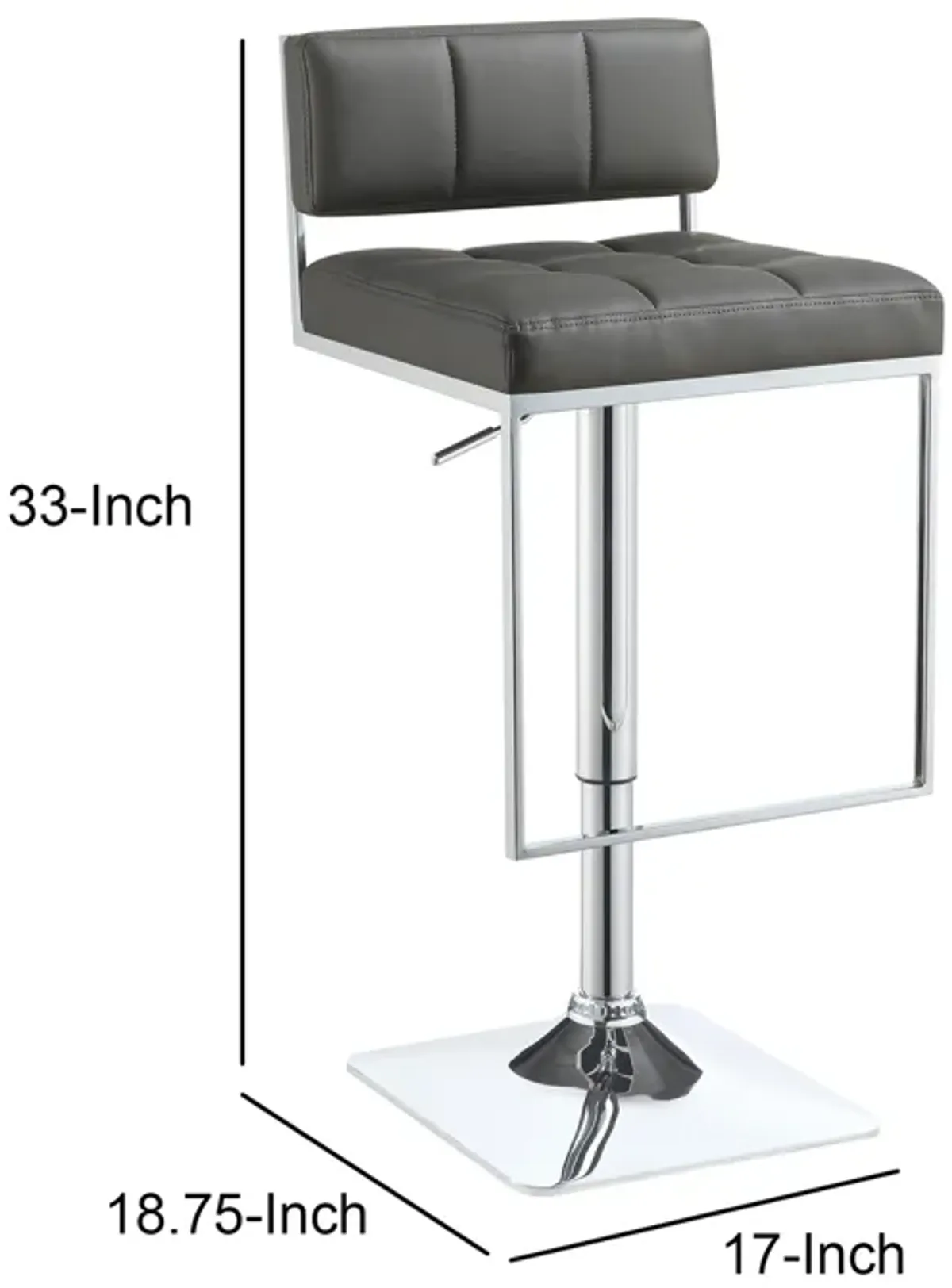 Classic Adjustable Metal Bar Stool, Gray & Silver-Benzara