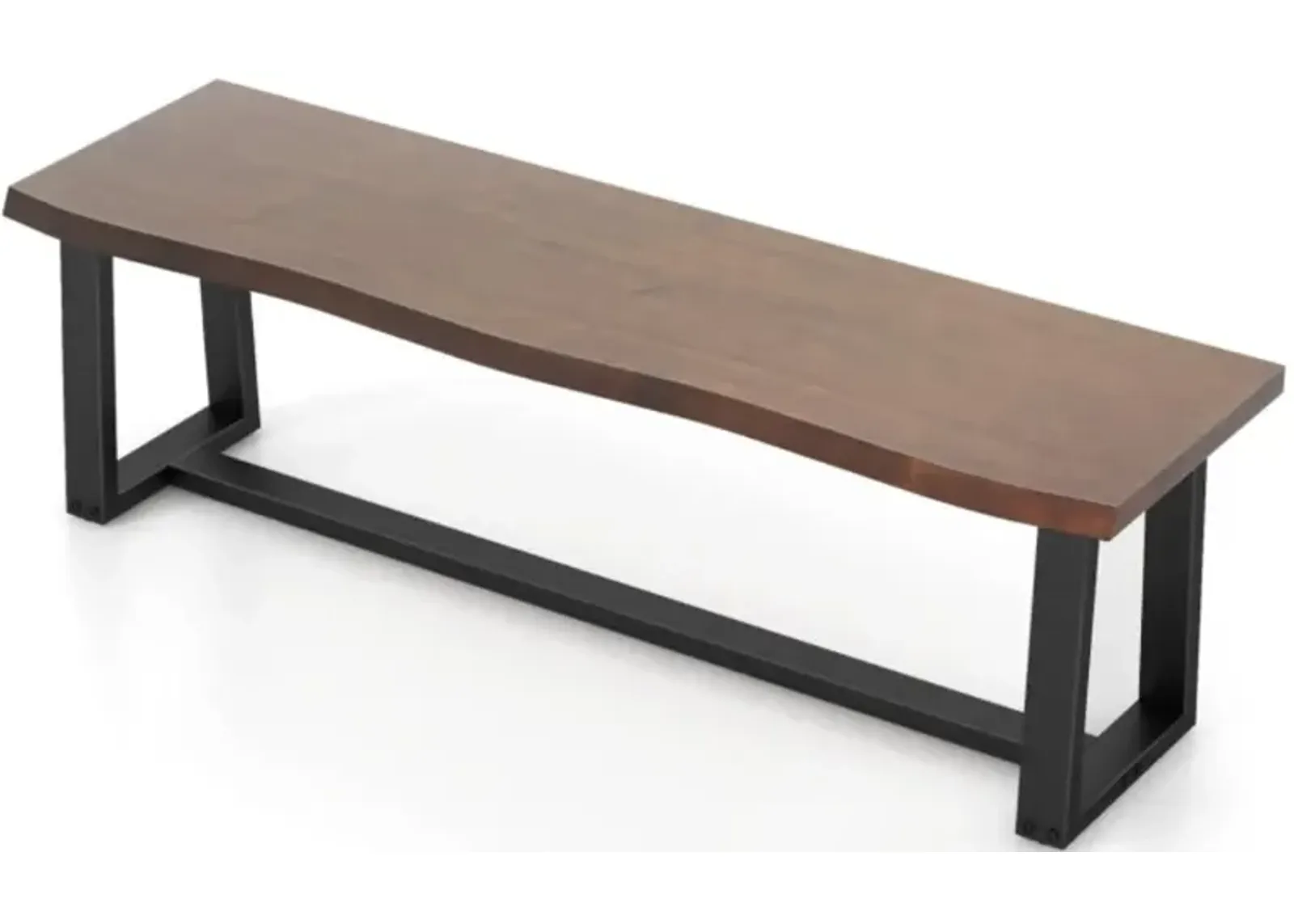 Hivvago 56.5 Inches Wood Dining Bench with Wavy Edge and Adjustable Footpads