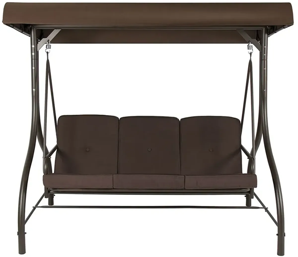 Hivvago Brown 3 Person Outdoor Porch Patio Swing with Canopy