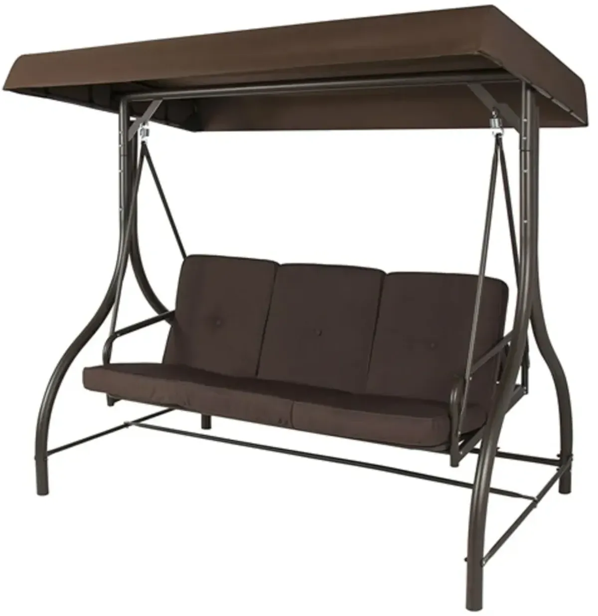 Hivvago Brown 3 Person Outdoor Porch Patio Swing with Canopy