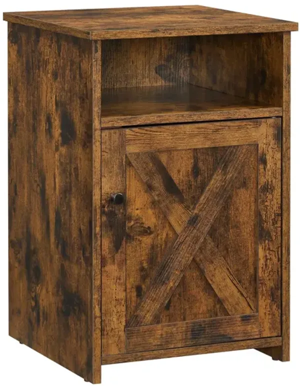 Hivvago Rustic Brown Bedside Table with Open Compartment