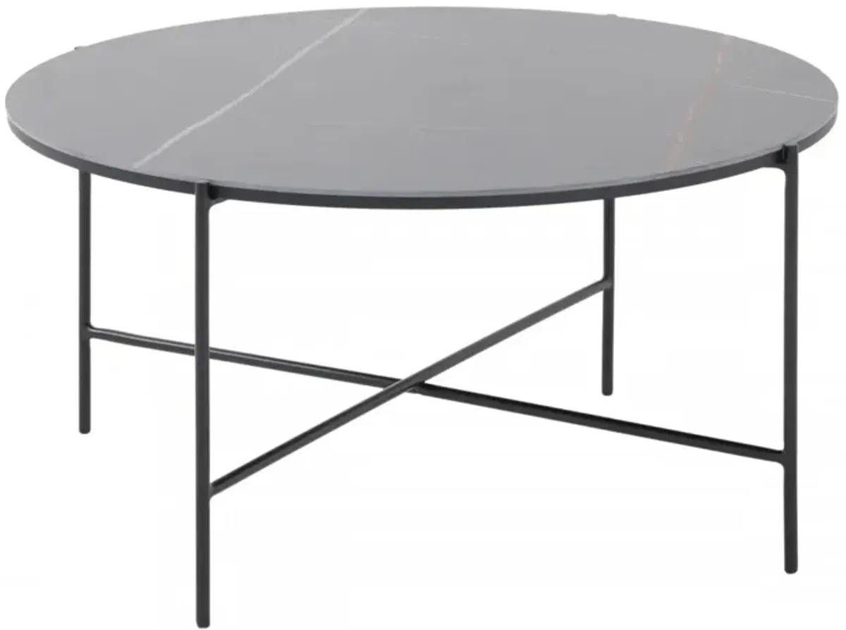 Modern Black Ceramic Round Coffee Table