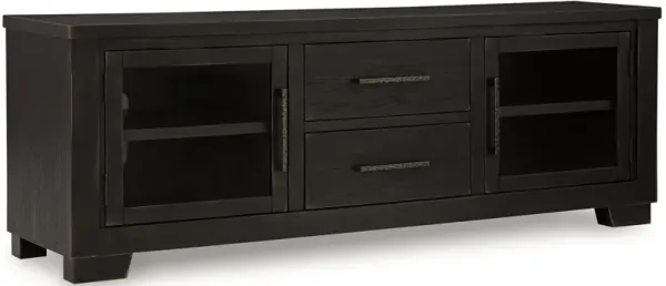 Galli Large TV Media Console, 2 Drawers, 4 Shelf, Black Wood, 80 Inch - Benzara