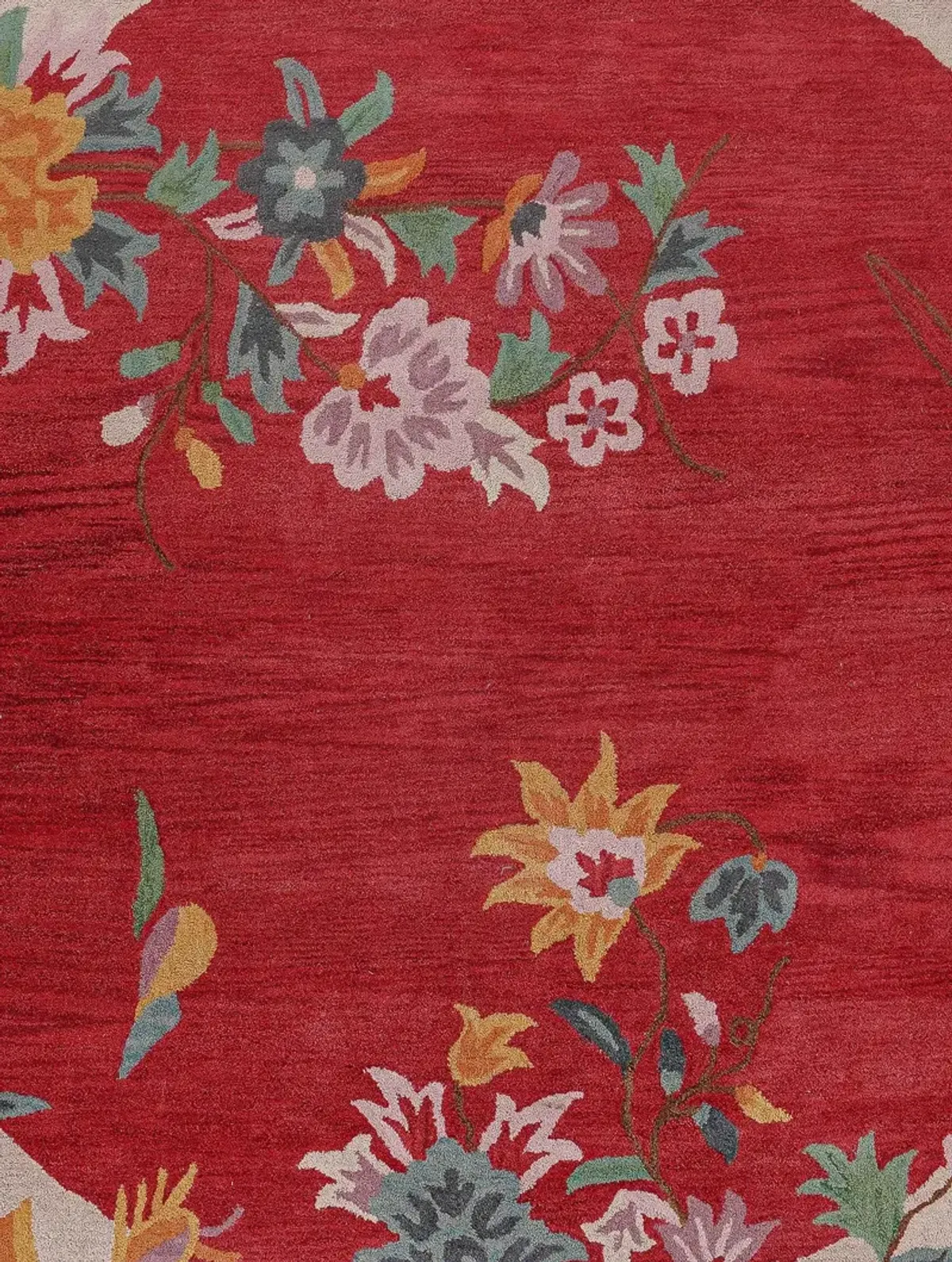 RUGSOTIC CARPETS HAND TUFTED WOOL ECO-FRIENDLY AREA RUGS  - 10'x10', Round Shape, Red & Camel, Floral Modern Design, High Pile  Handmade Anti Skid Area Rugs for Living Room, Bed Room (K00685)