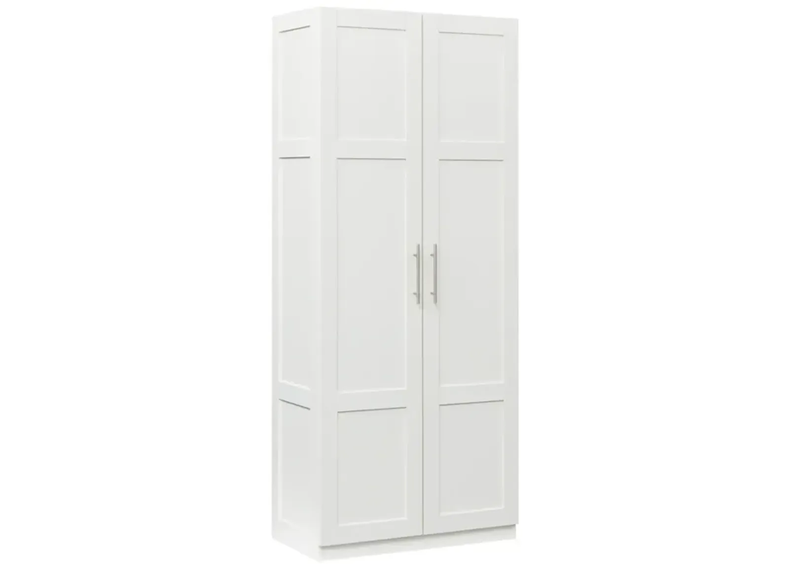 High Wardrobe And Kitchen Cabinet With 2 Doors And 3 Partitions To Separate 4 Storage Spaces, White