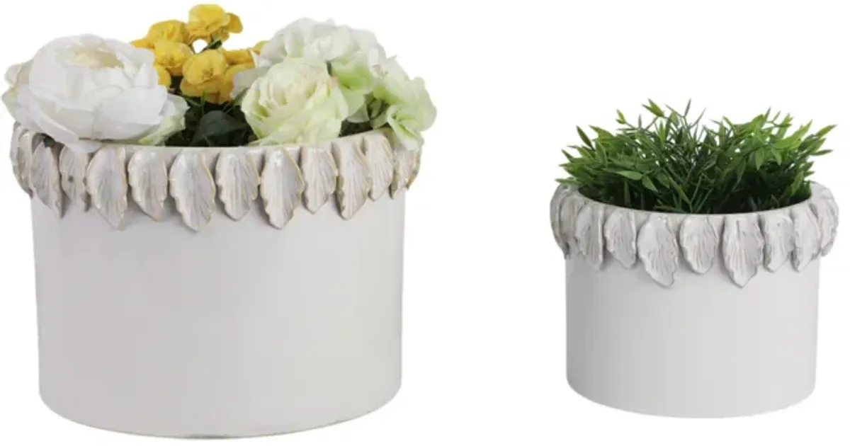 Leaf Applique Planters, White set