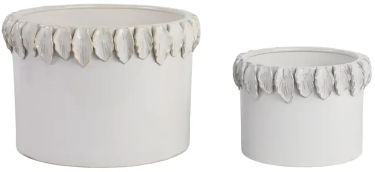Leaf Applique Planters, White set