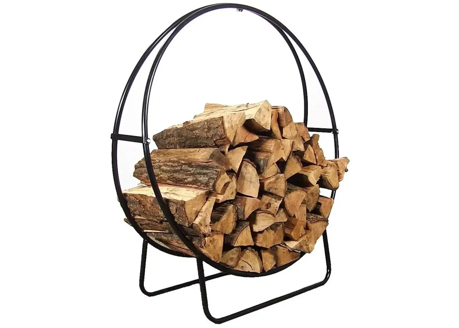 Hivvago Modern Black Metal Indoor Outdoor Firewood Holder Log Rack