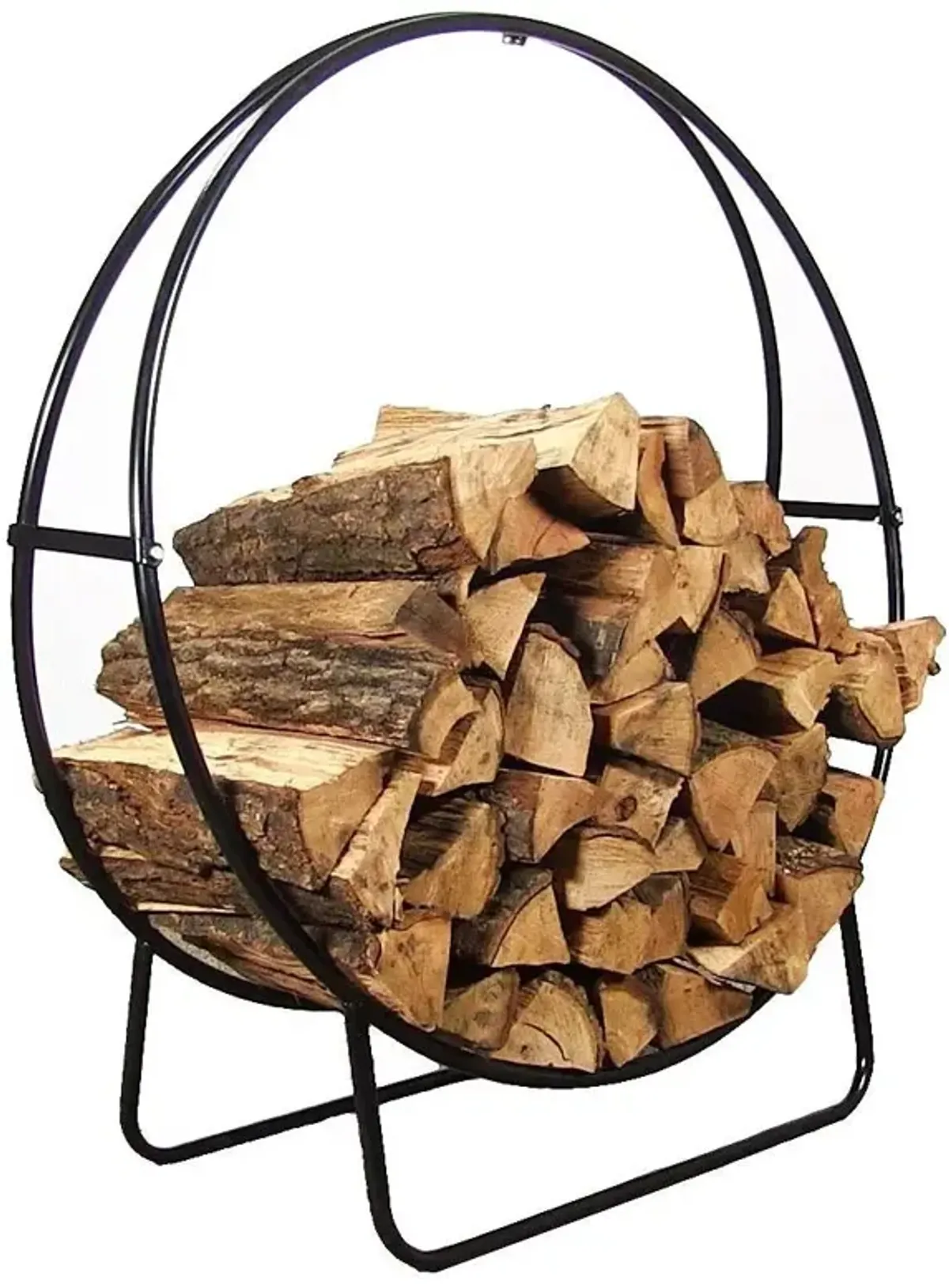 Hivvago Modern Black Metal Indoor Outdoor Firewood Holder Log Rack